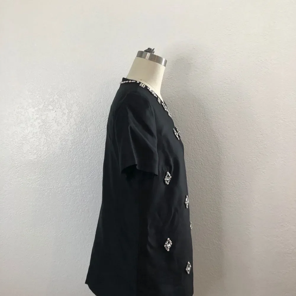 Tory Burch black embellished silk top 6